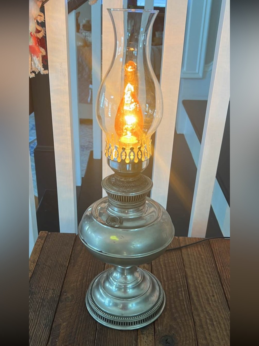 Vintage Oil Table Lamp with Chimney